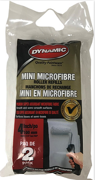 Dynamic 05701 4" x 1/4" (100mm x 6mm) Microfiber Mini Roller 2Pk